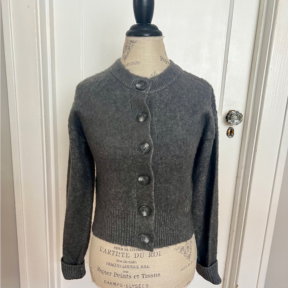 Gray chunky Button-Up Cardigan Sweater